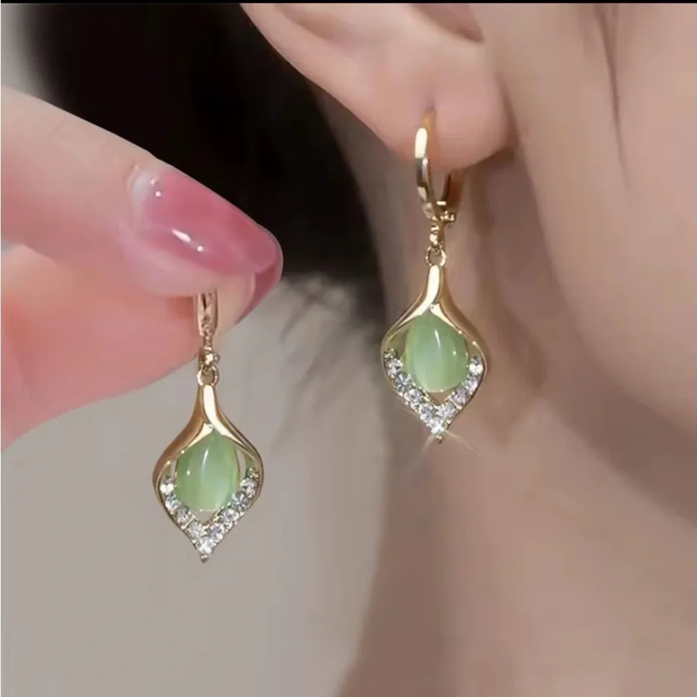 New! Gold and Pearl Drop Earrings unique